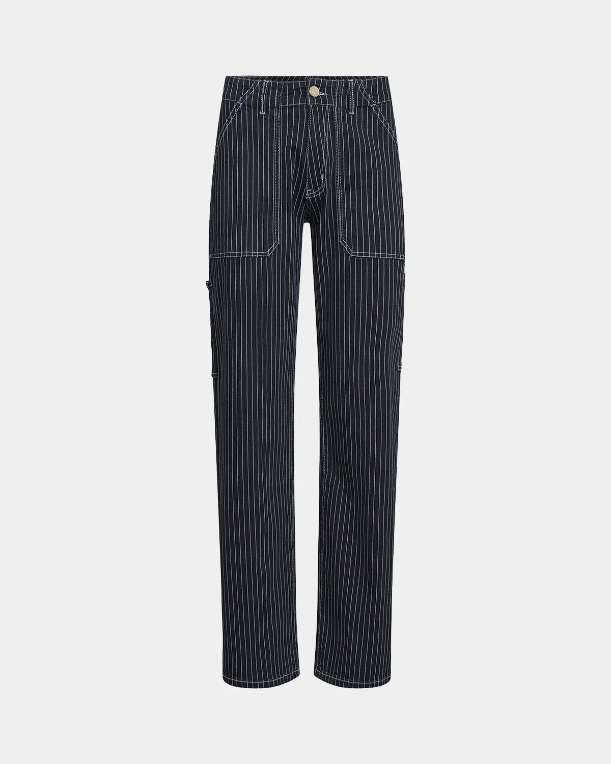 ANETTSW TROUSERS - Dark Blue striped