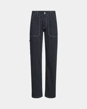 ANETTSW TROUSERS - Dark Blue striped