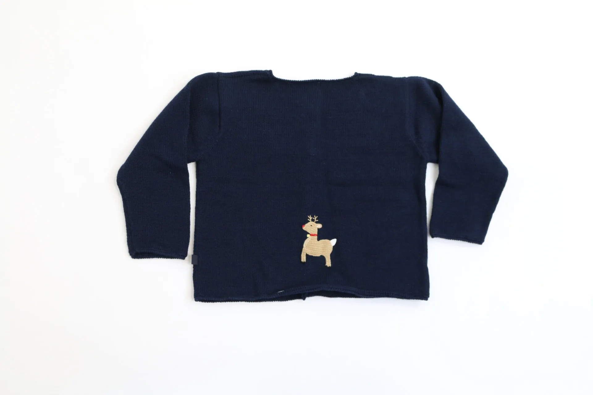 Applique Reindeer Cardigan -- Navy