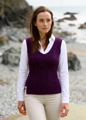 Aran Ladies Vest | Purple - Clearance
