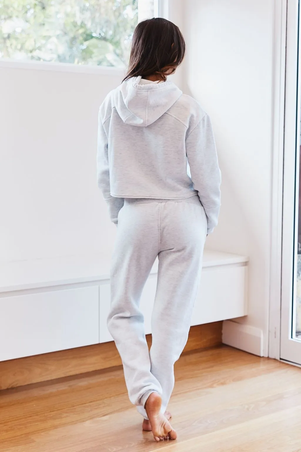 Ash White Cropped Hoody