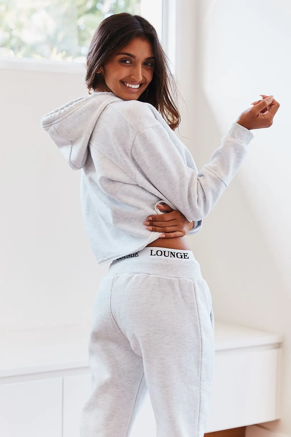 Ash White Cropped Hoody