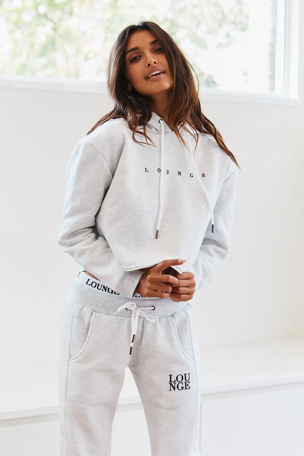 Ash White Cropped Hoody