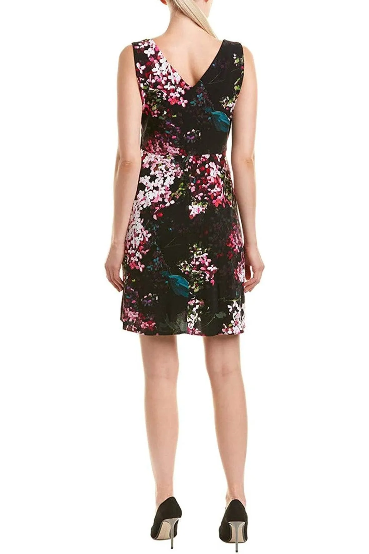 Black Floral Drape Dress