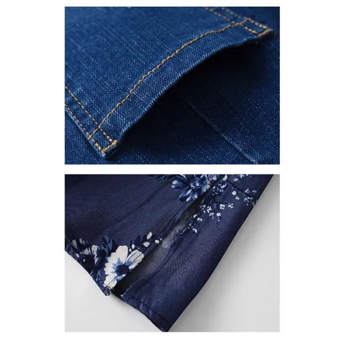 Blossom Print Denim Skirt Set