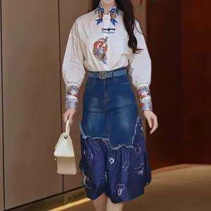 Blossom Print Denim Skirt Set