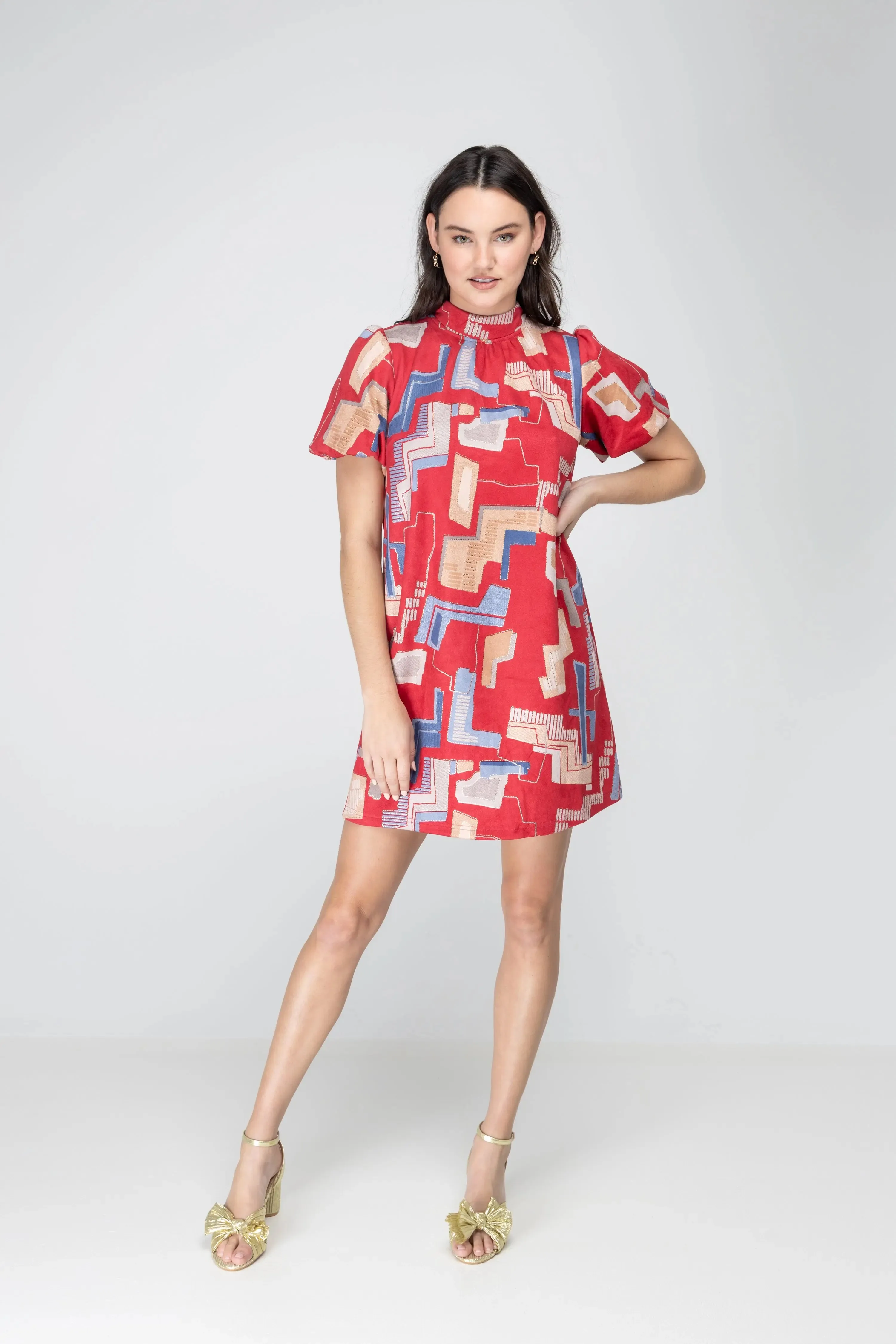 Bold Statement Bubble Sleeve Tie Back Dress