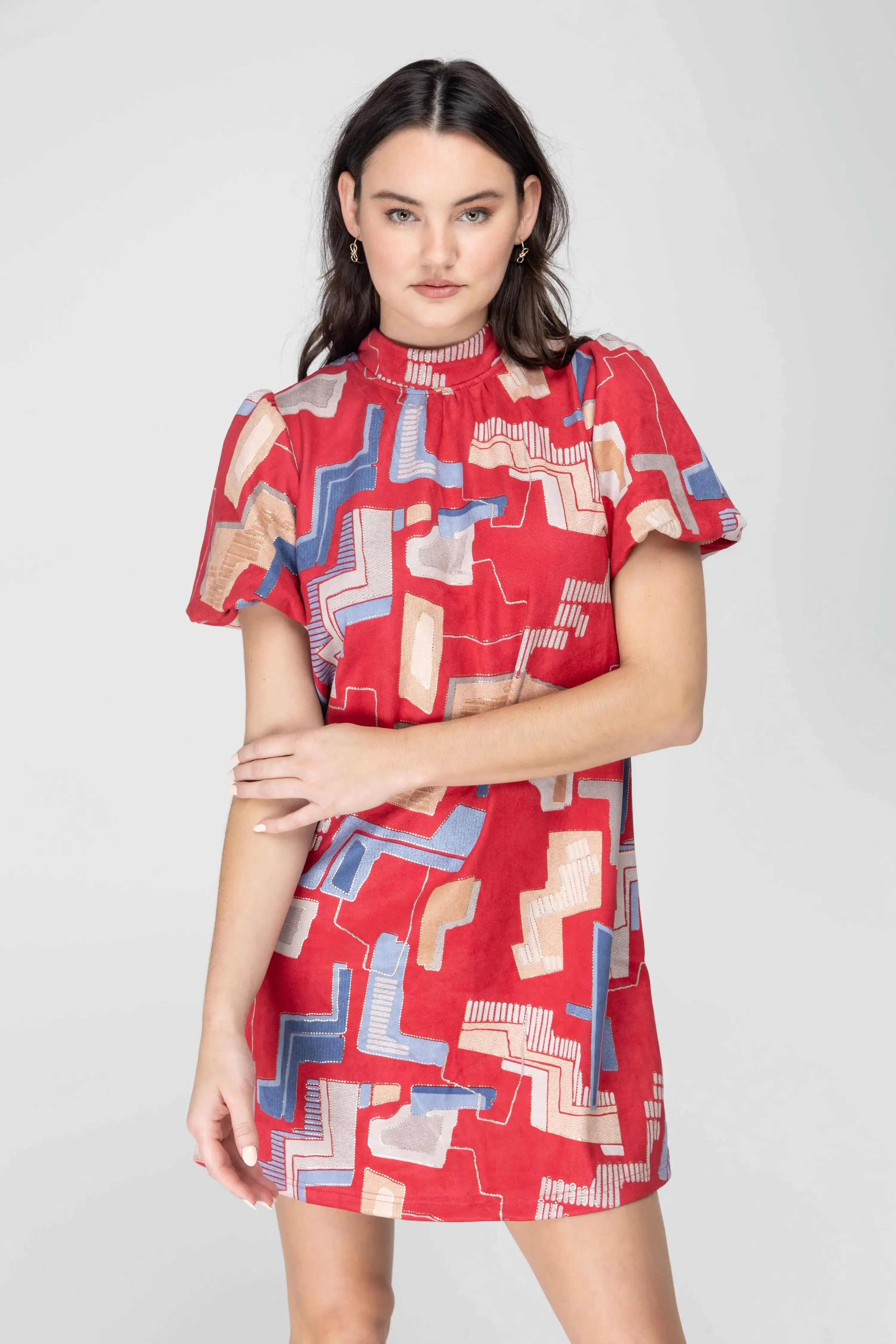 Bold Statement Bubble Sleeve Tie Back Dress