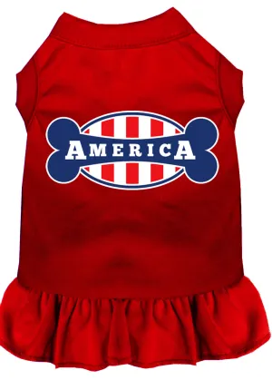 Bonely In America Screen Print Dress Red Xl