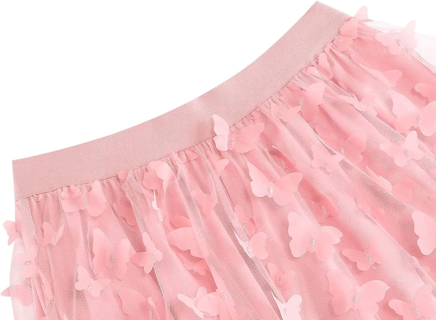 Butterfly Floral Embroidered Women's Skirts - Vintage Tulle Wedding & Prom A-Line Skirts with Elastic Waist Midi Skirt