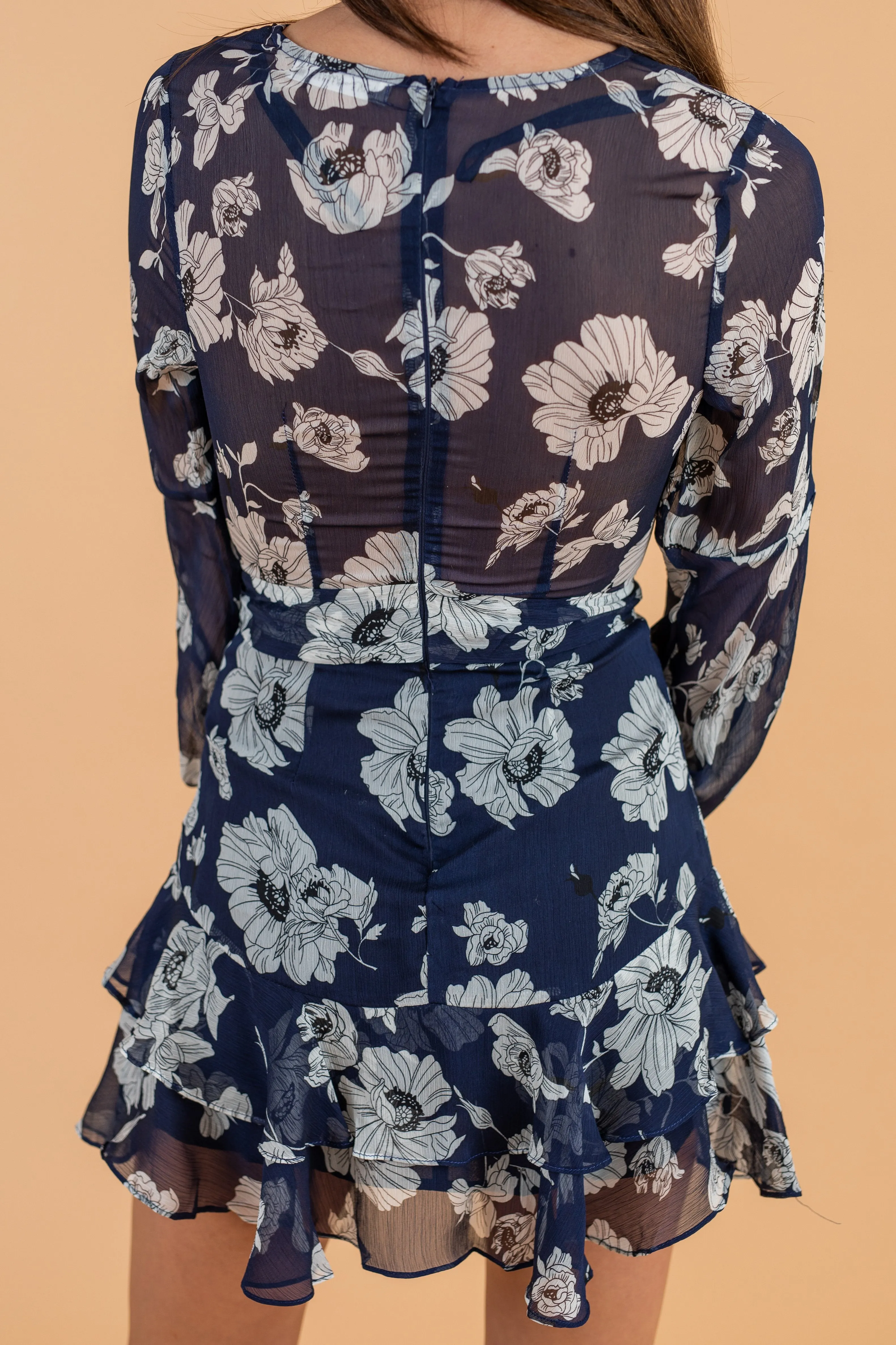 Can't Forget You Navy Blue Floral Dress