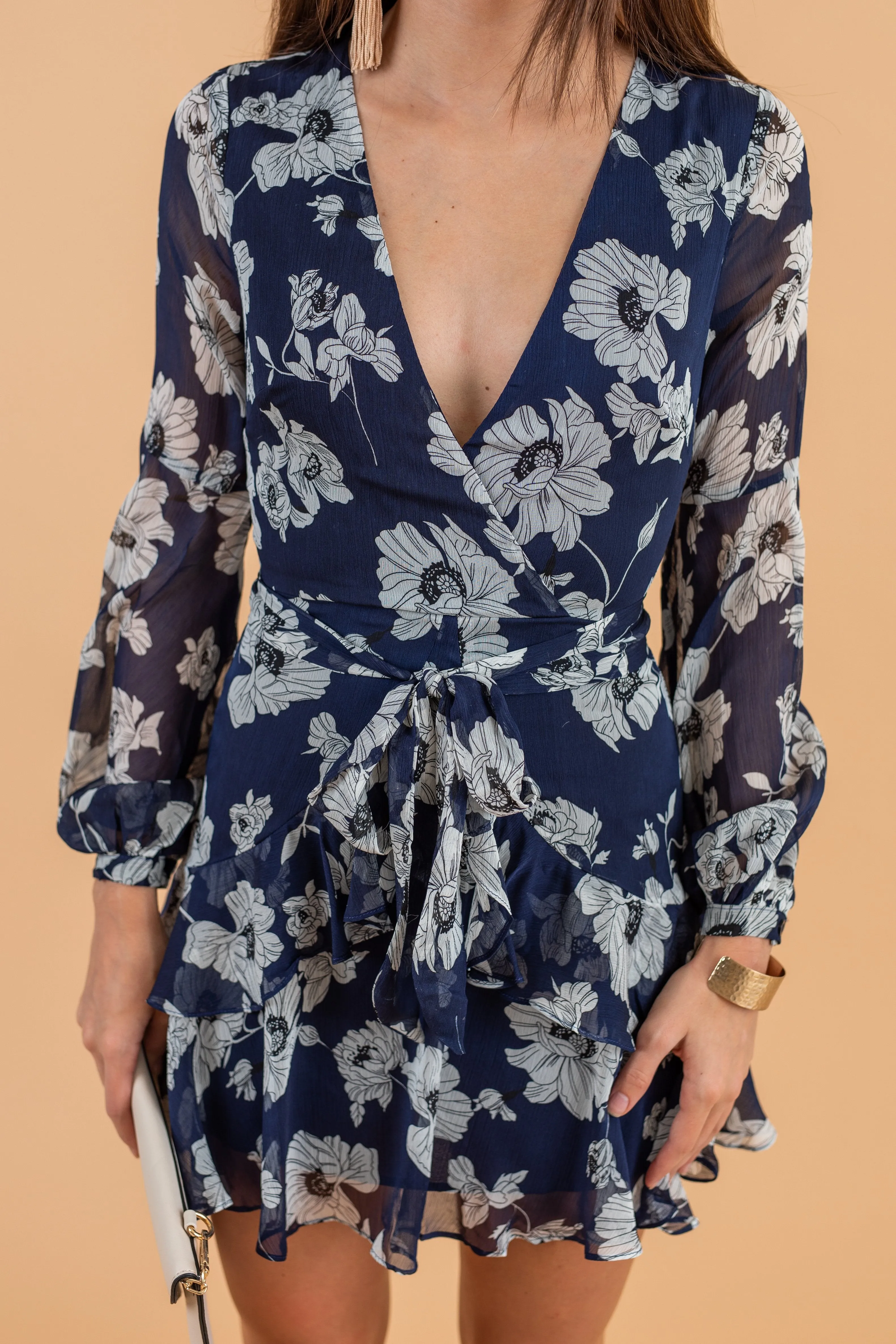 Can't Forget You Navy Blue Floral Dress