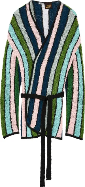Cardigan Loewe Stripe Belted Cardigan Green/Multitone, green