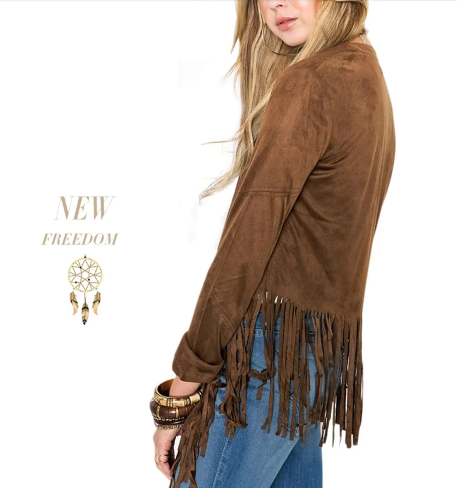Cardigans franges hippie daim.