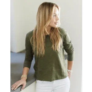 Celia Perfect Length Tee in Olive - Long Sleeve