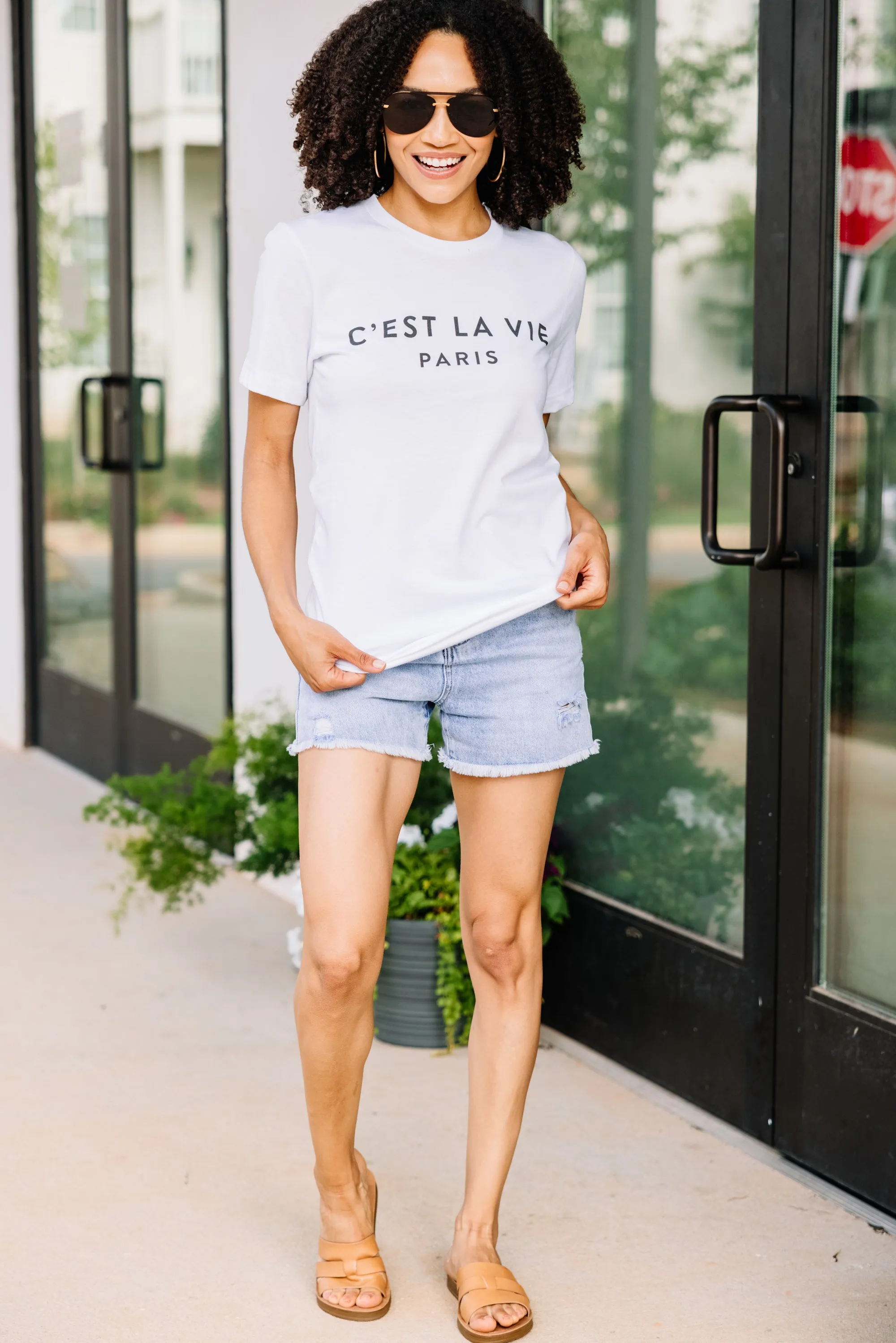 C'est La Vie White Graphic Tee
