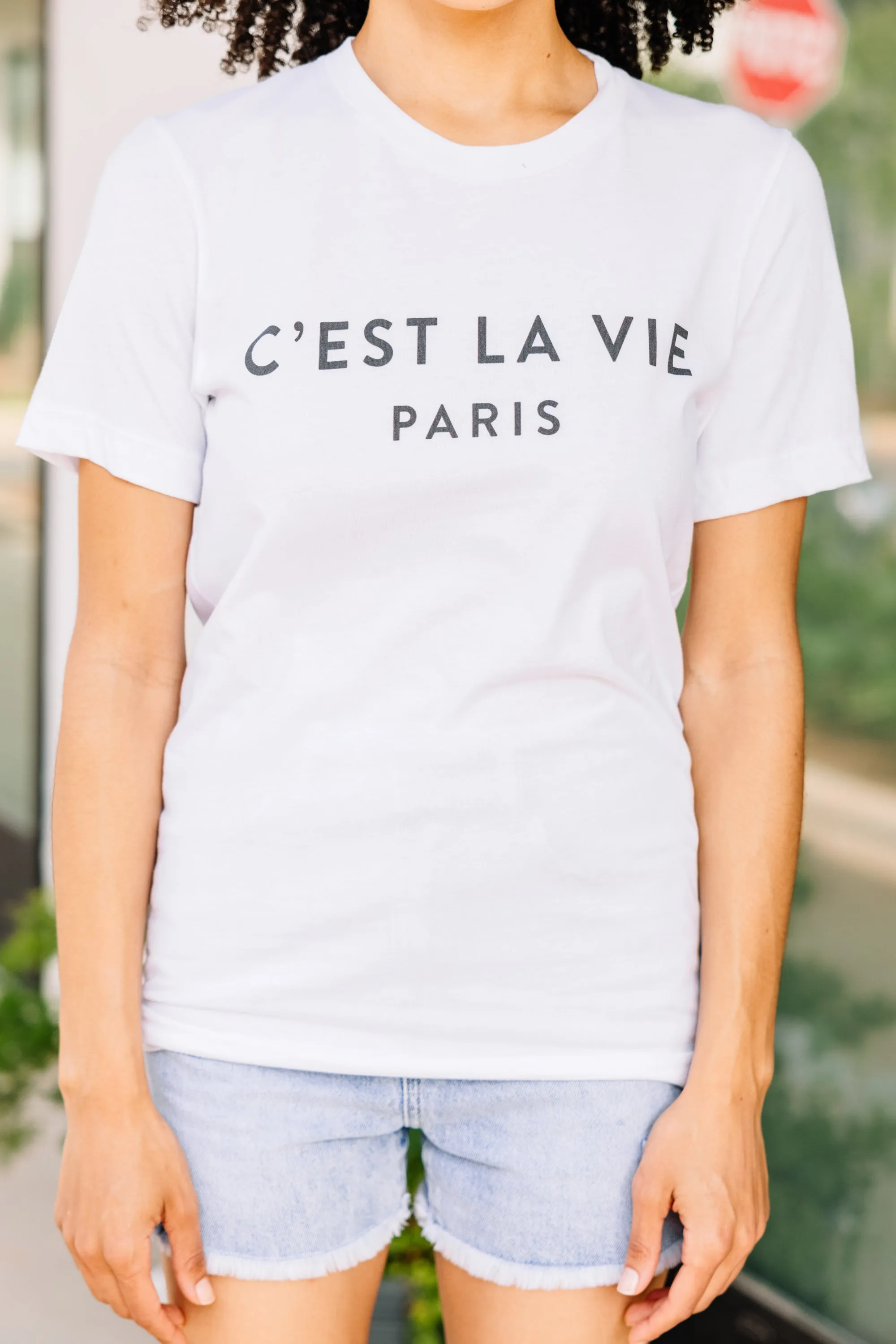 C'est La Vie White Graphic Tee