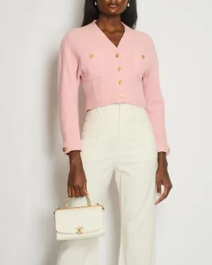Chanel Vintage Pink Tweed Button Down Jacket Fr 40 (uk 12)