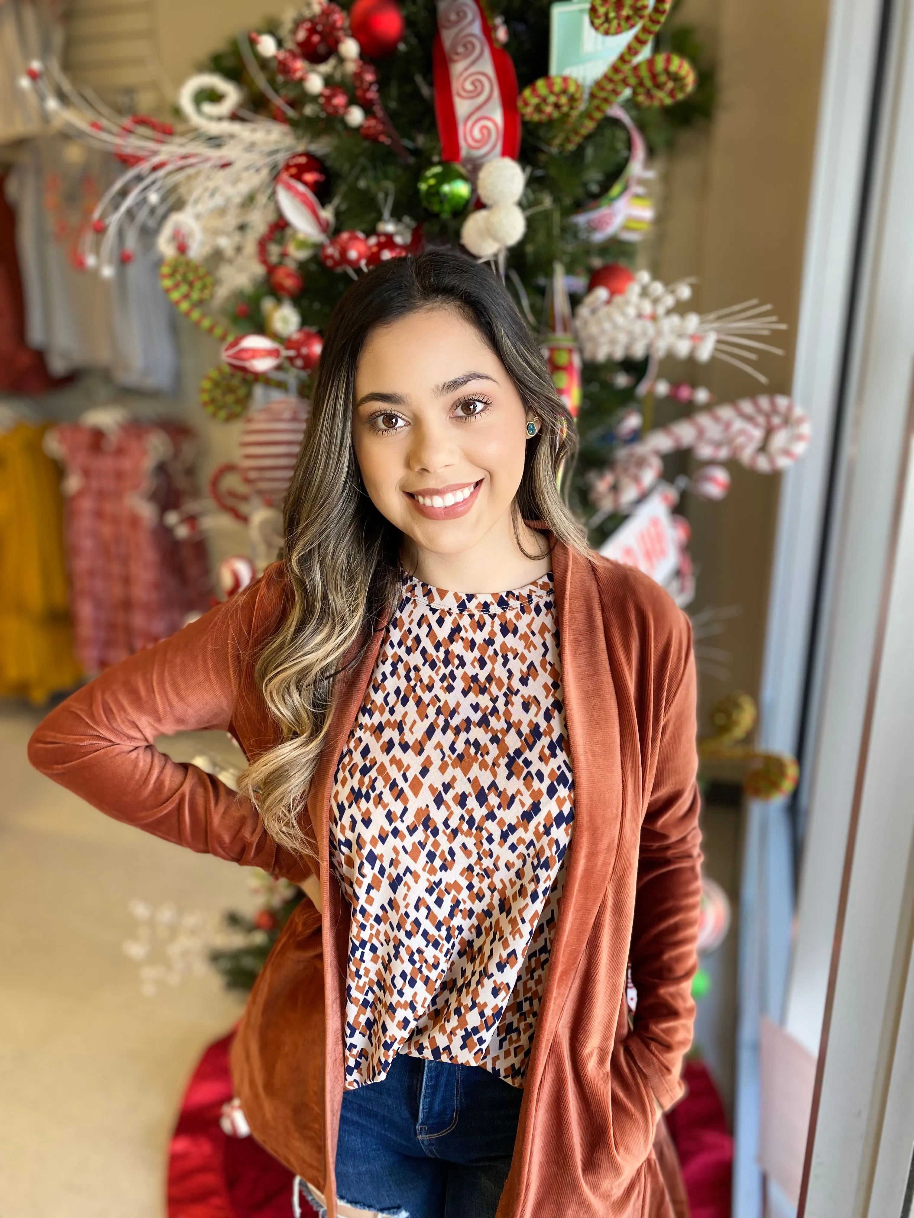 CORDUROY RUST CARDIGAN
