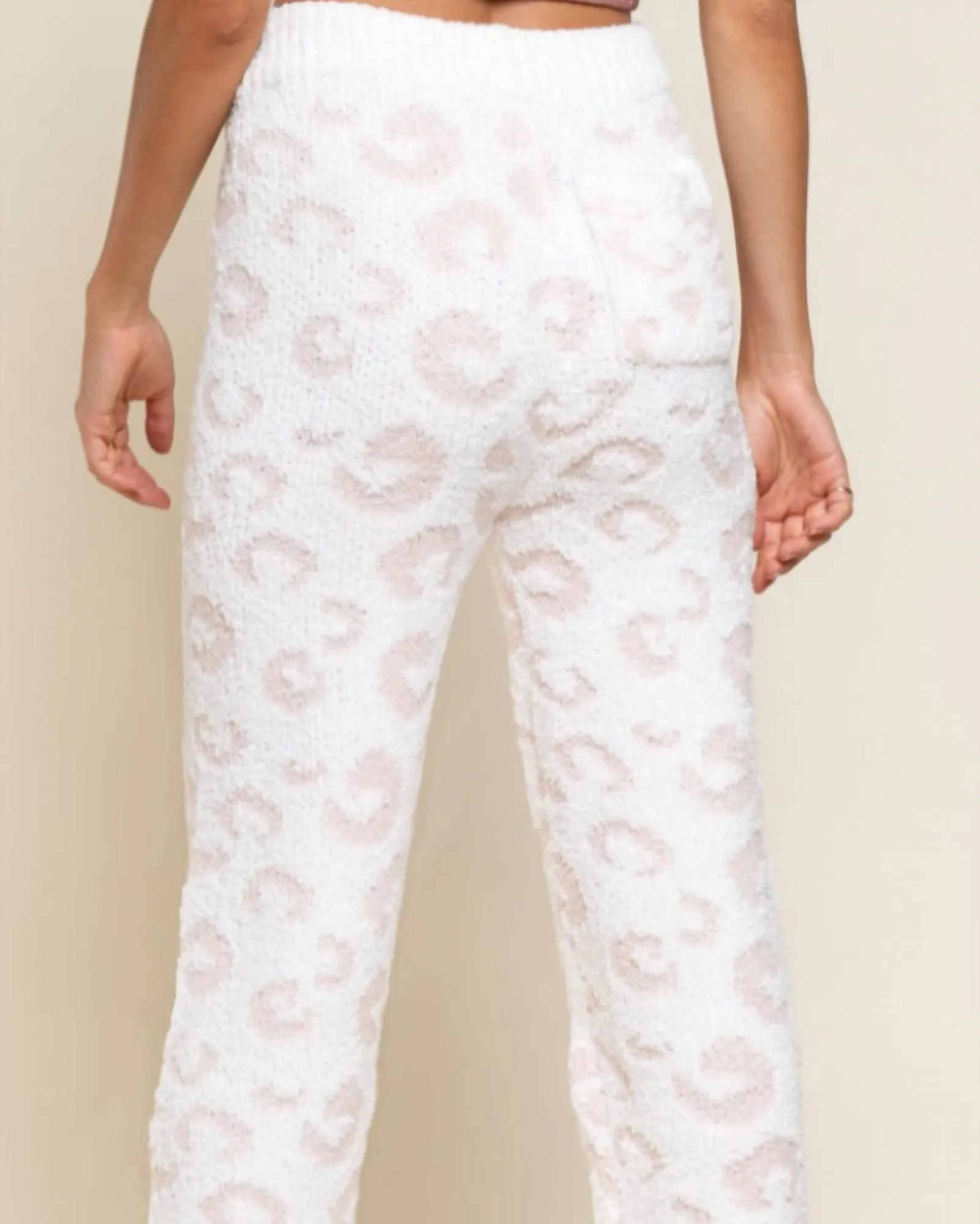 Cozy It Up Leopard Pants In Pink/White | Pink/White