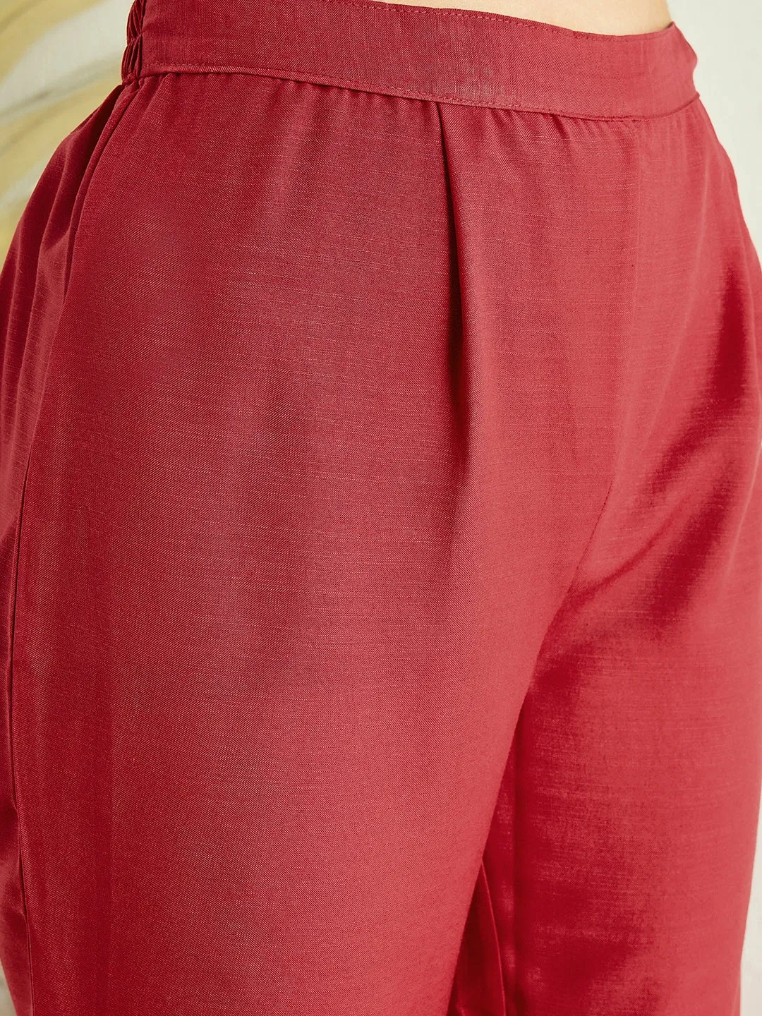 Cream Ethnic Motifs Yoke Design Sequined Kurta with Trousers & Dupatta
