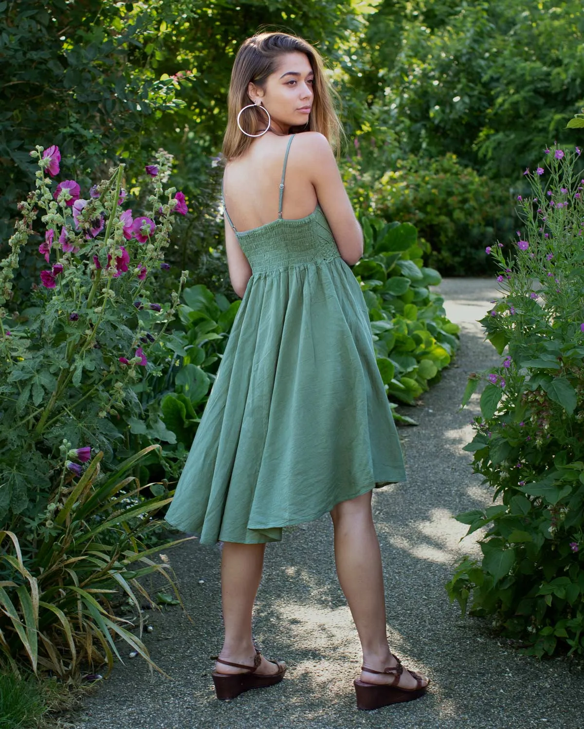 Crochet Swing Dress Green/Grey