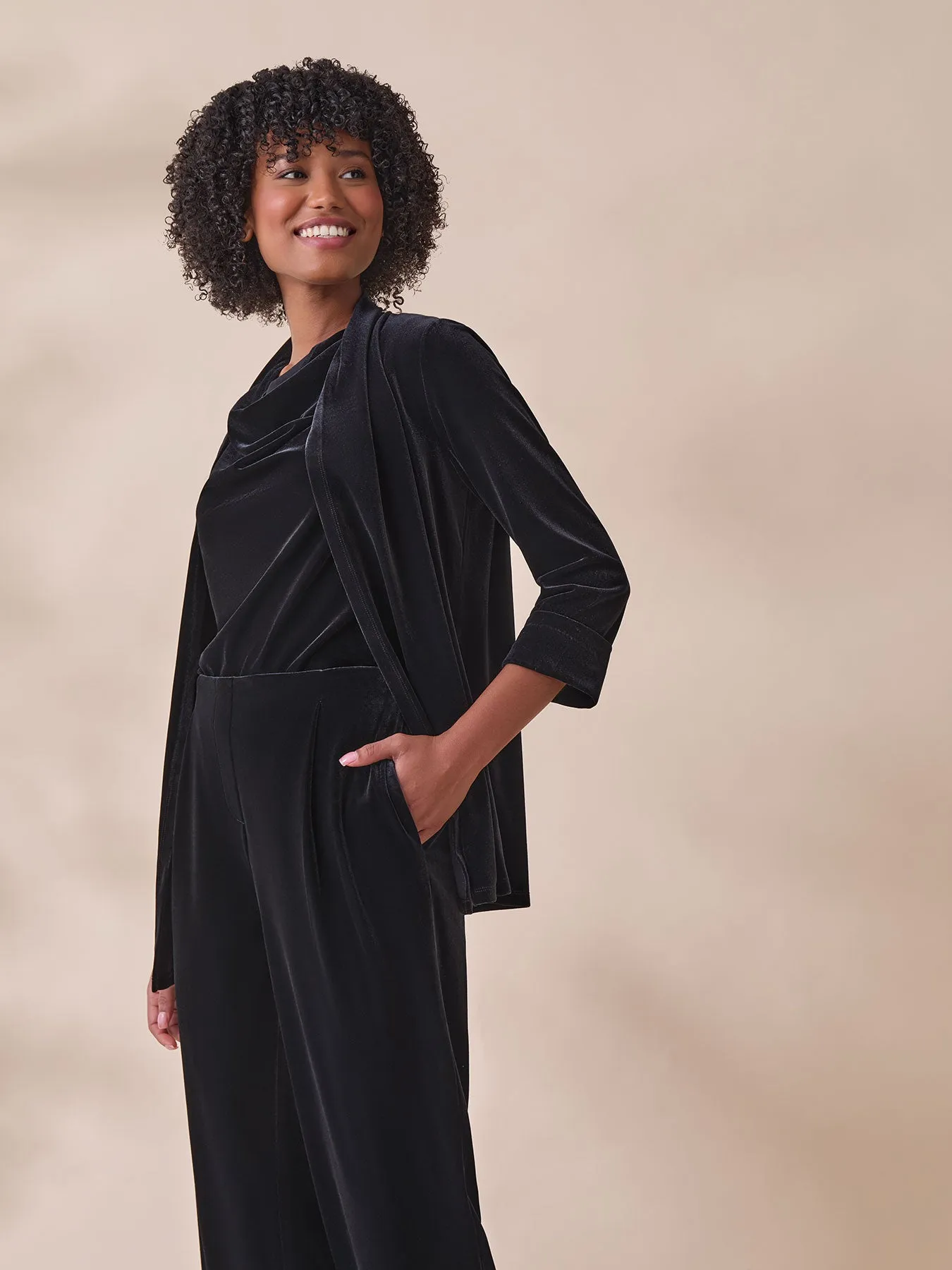Cuffed Sleeve Cardigan, Velvet