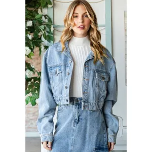 Denim Drop Shoulder Crop Jacket