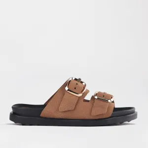 Double Buckle Slide in Tobacco - 12681