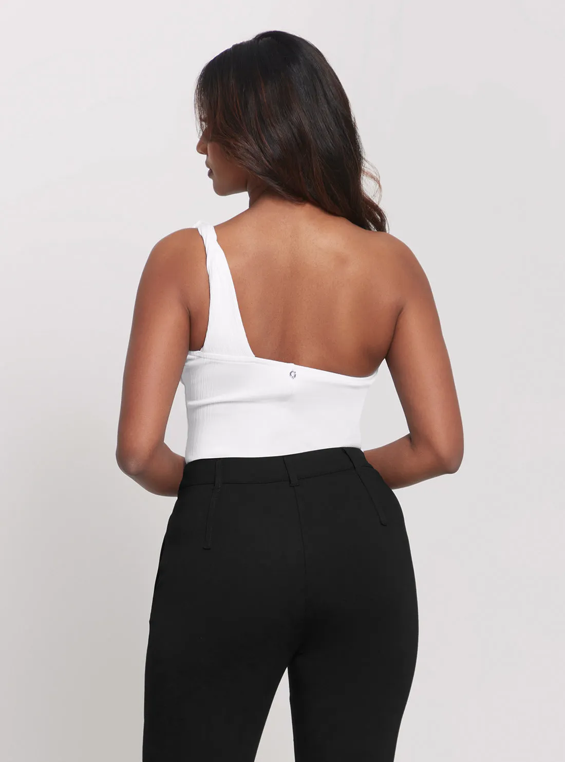 Eco White One Shoulder Bodysuit