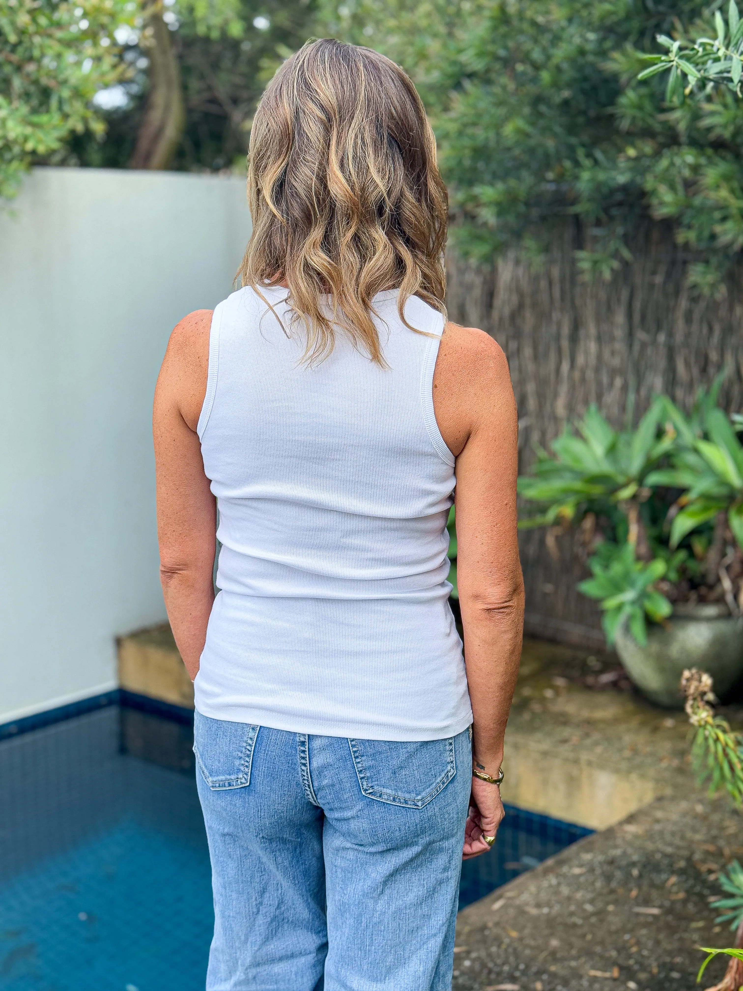 Eliza Rib Tank - White