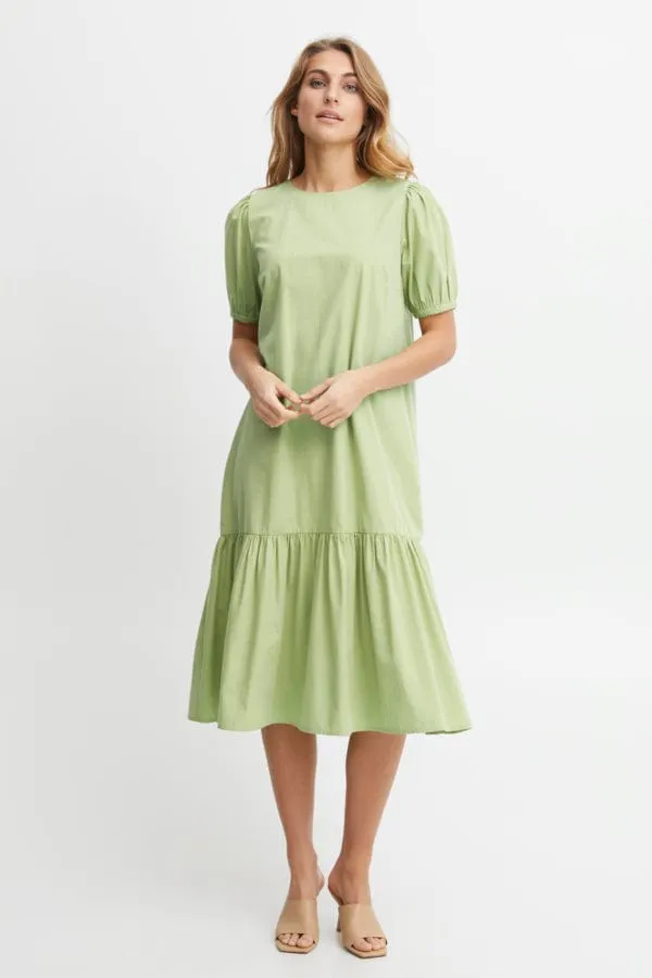 Fransa Cotton Peplum Dress Mint Green