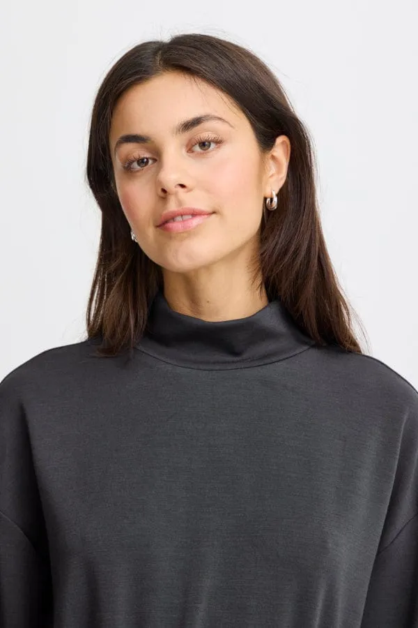 Fransa Sweater Dress Charcoal Grey