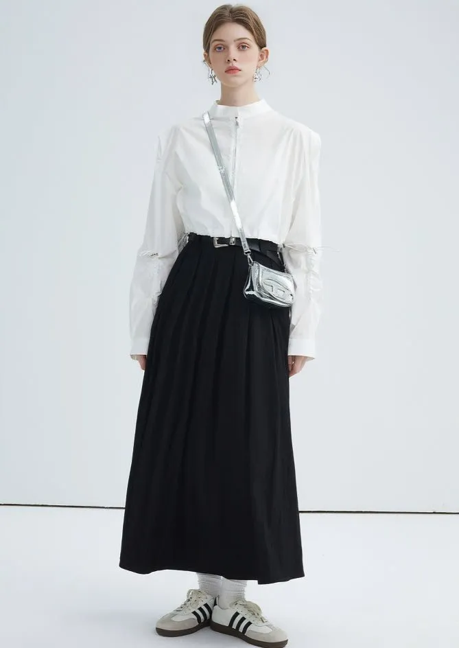 FRENCH DESIGN PADDED SHOULDER WHITE SHIRT
