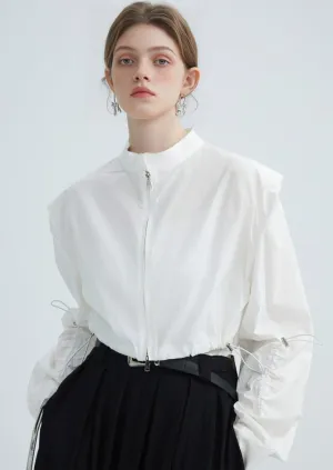 FRENCH DESIGN PADDED SHOULDER WHITE SHIRT