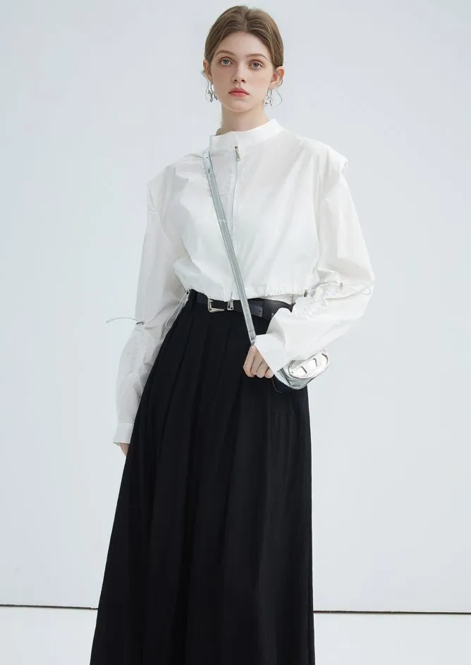 FRENCH DESIGN PADDED SHOULDER WHITE SHIRT