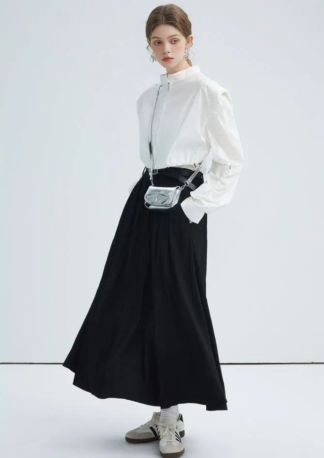FRENCH DESIGN PADDED SHOULDER WHITE SHIRT