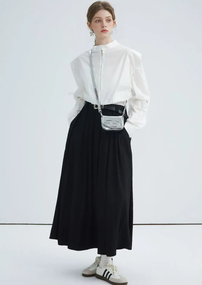 FRENCH DESIGN PADDED SHOULDER WHITE SHIRT