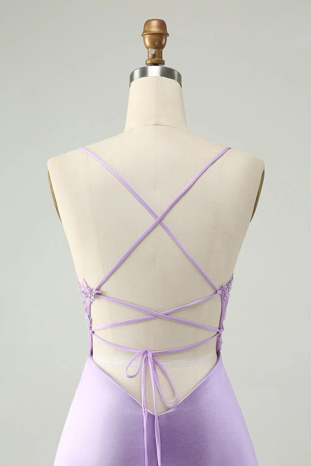 Glitter Purple V Neck Tight Sequined Appliques Mini Dress
