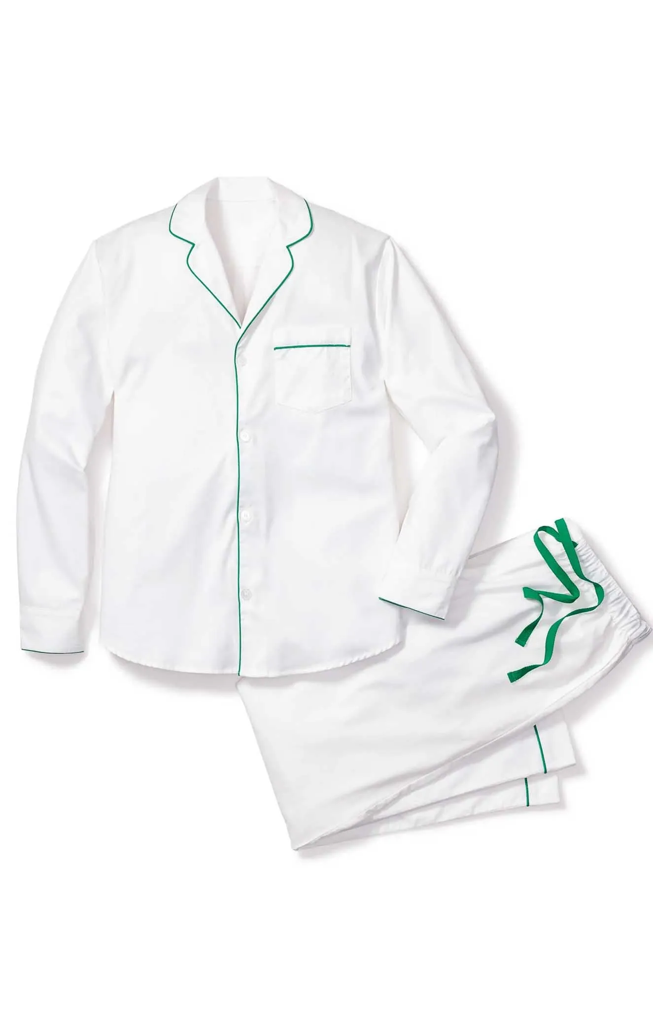 Golden Hour Comfort | White Loungewear Set with Green Details | 100% Cotton