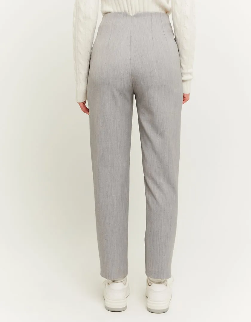 Grey High Waist Elegant Chino Trousers