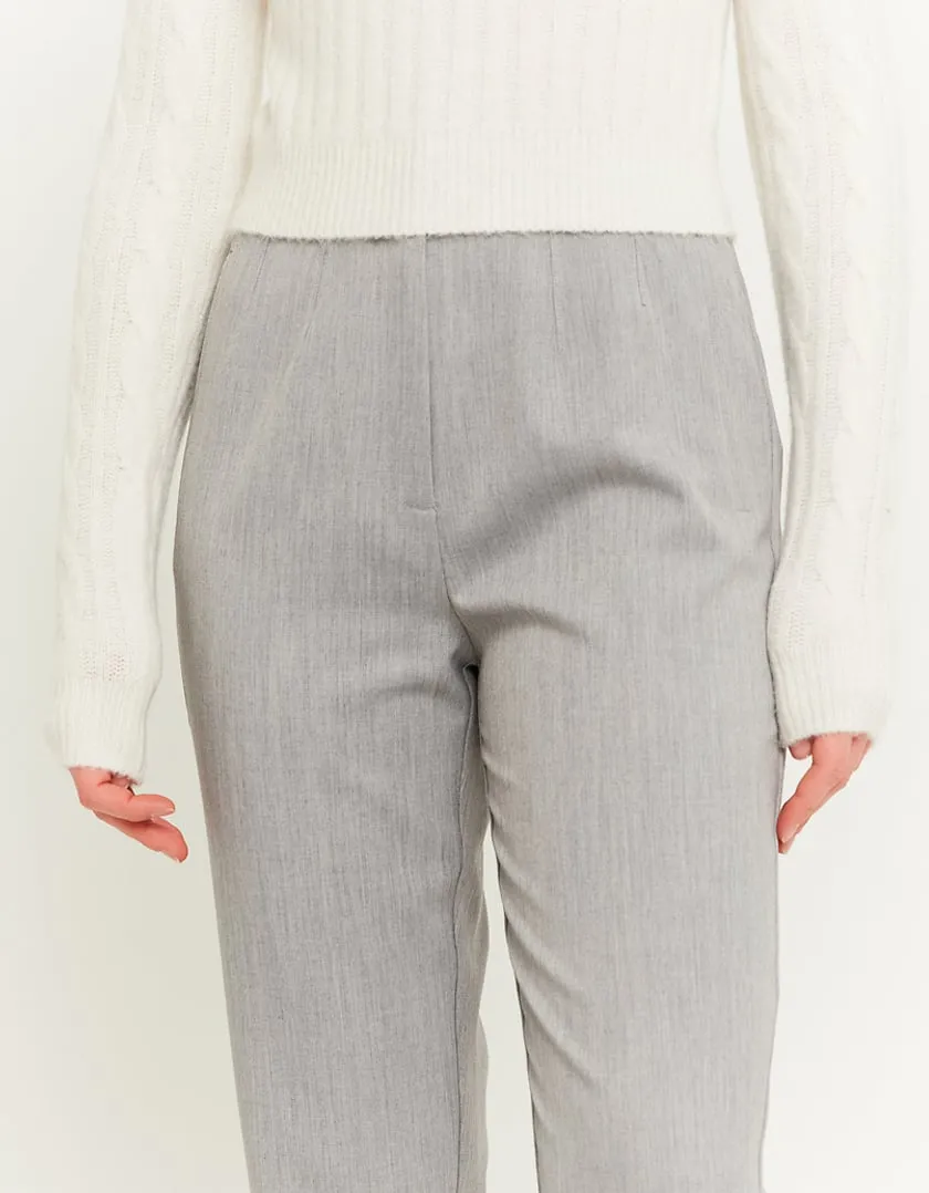 Grey High Waist Elegant Chino Trousers