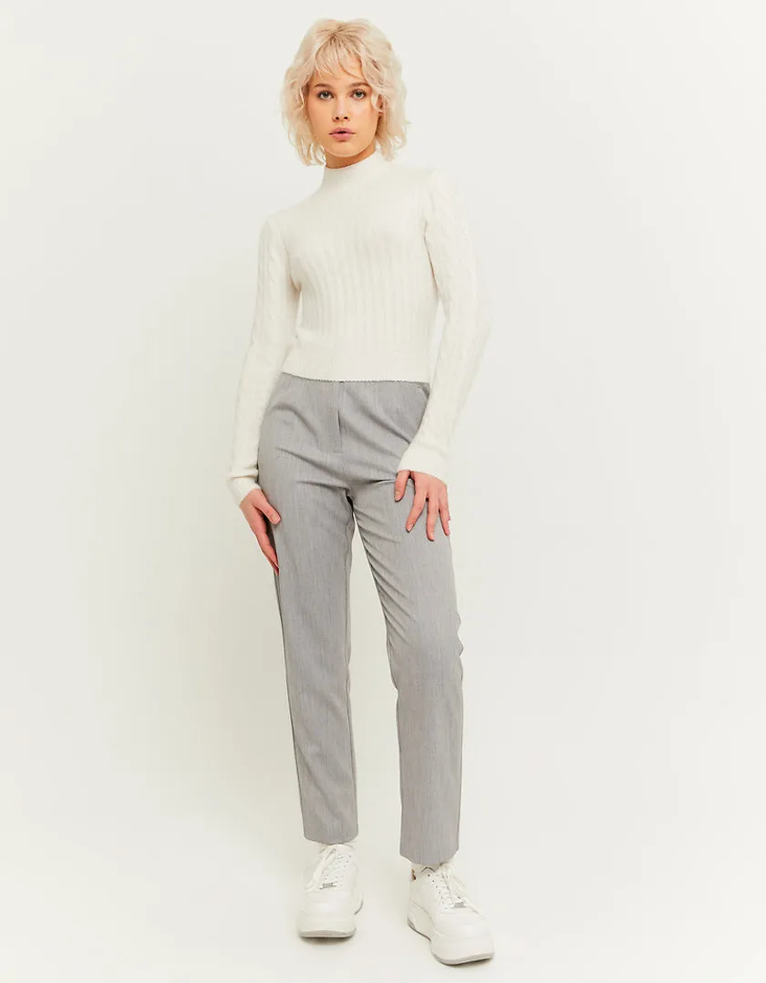 Grey High Waist Elegant Chino Trousers