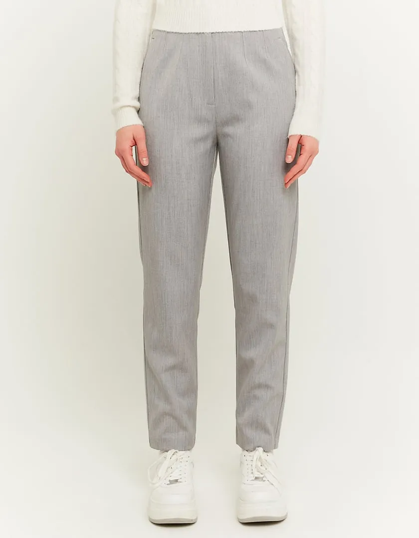 Grey High Waist Elegant Chino Trousers