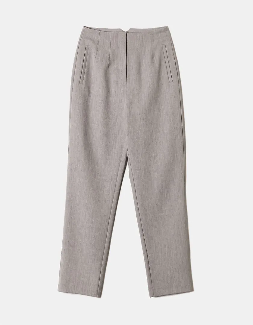 Grey High Waist Elegant Chino Trousers
