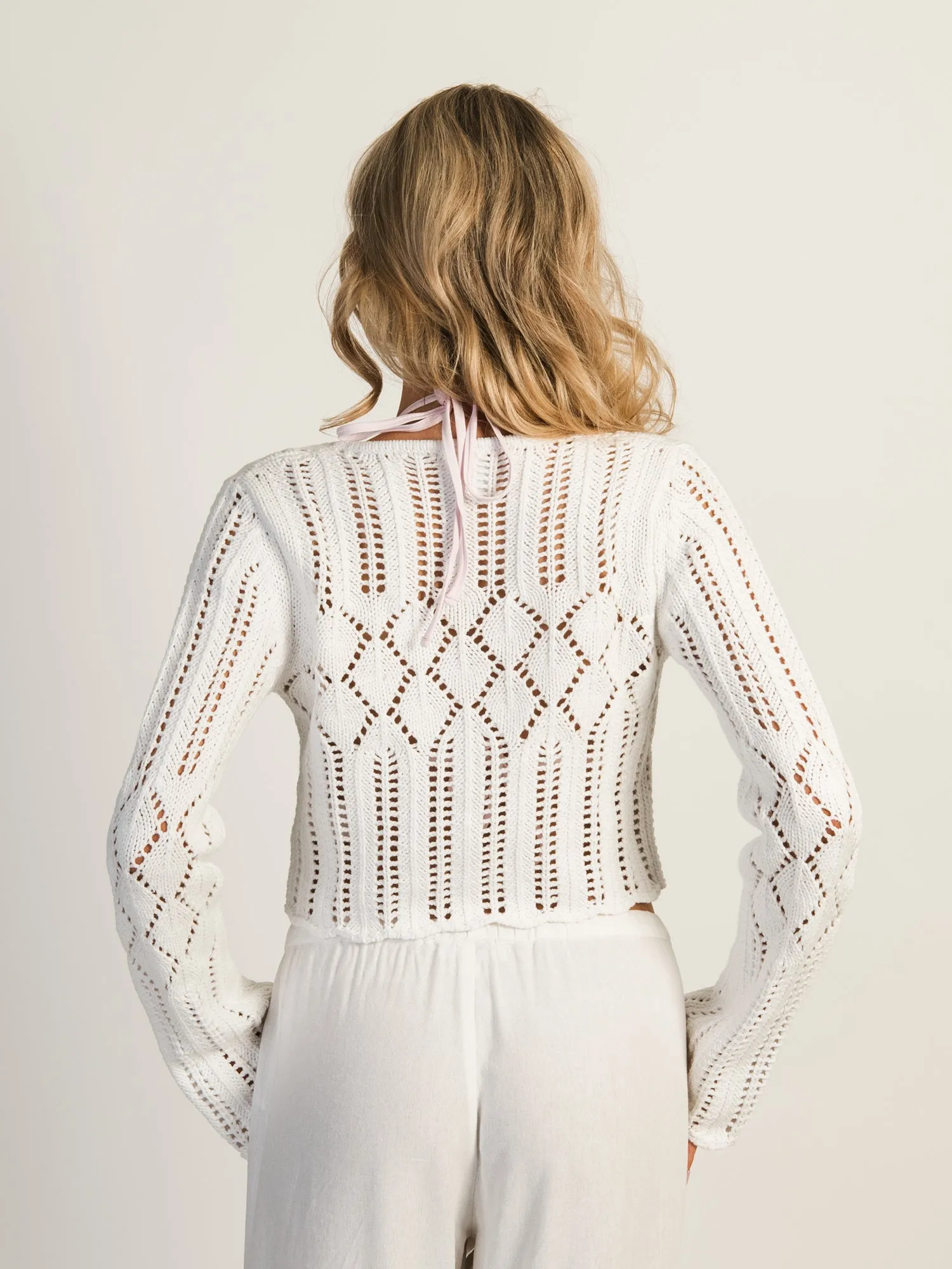 HARLOW KRISTY CROCHET LONG SLEEVE - WHITE
