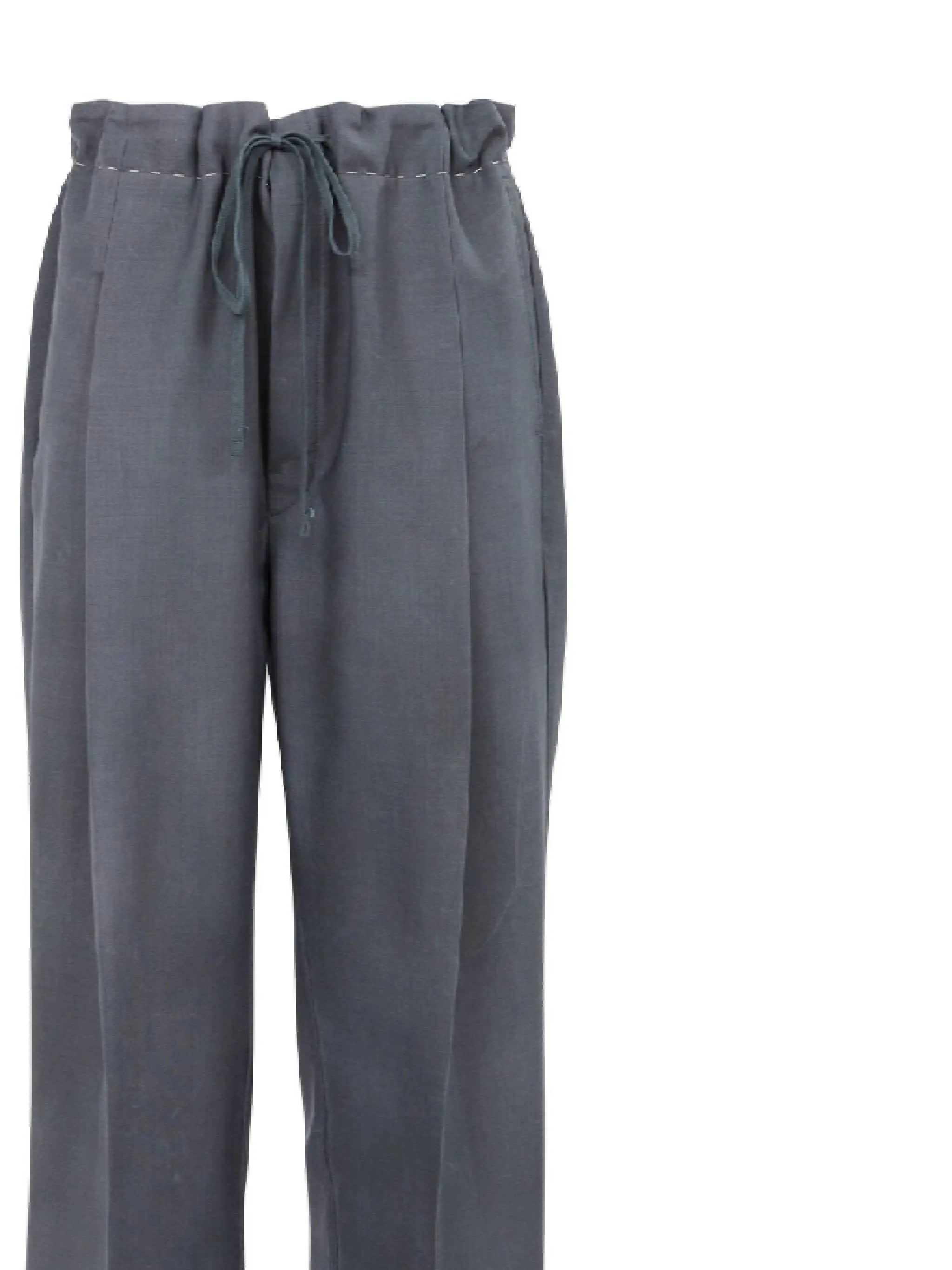 High-Waisted Grey Wool Trousers