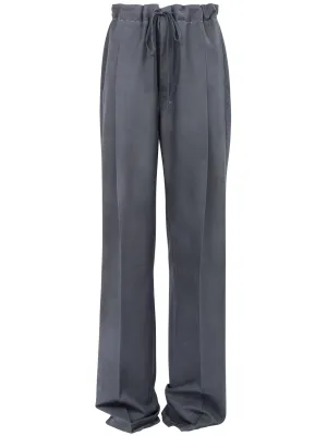 High-Waisted Grey Wool Trousers
