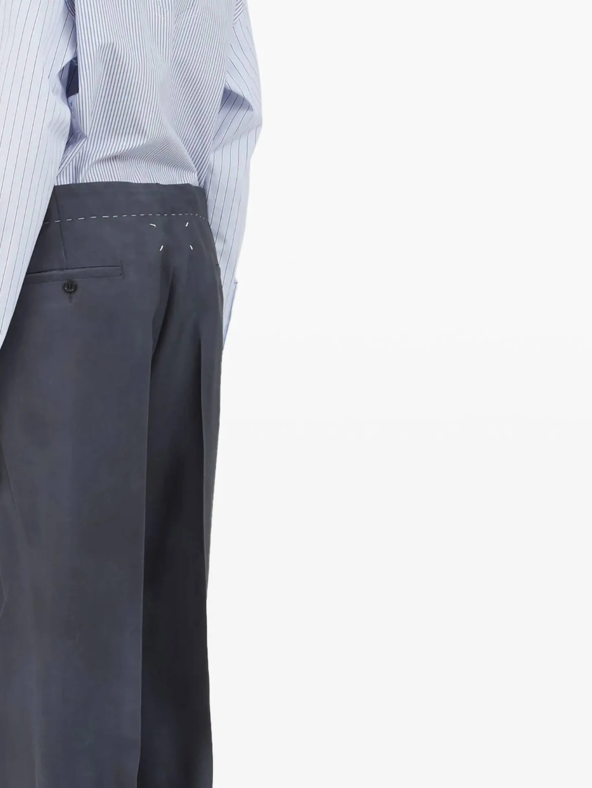 High-Waisted Grey Wool Trousers