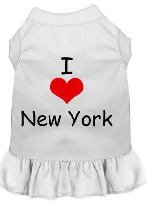 I Heart New York Screen Print Dress White Lg